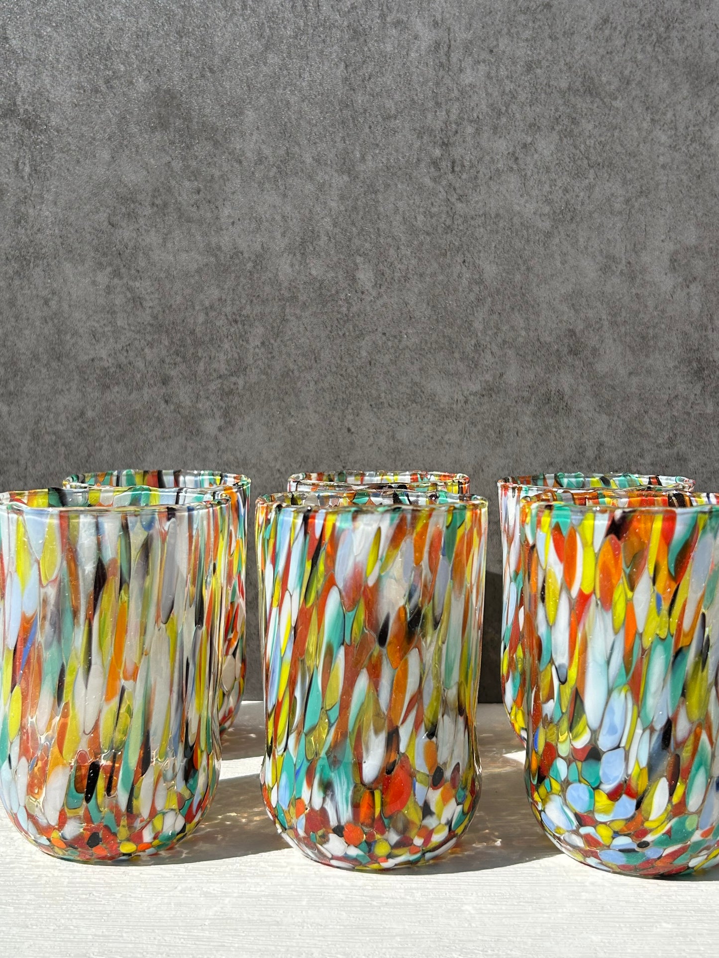 Italian Murano Rainbow Drinking Glasses (Set of 6) - Cafe Meggo