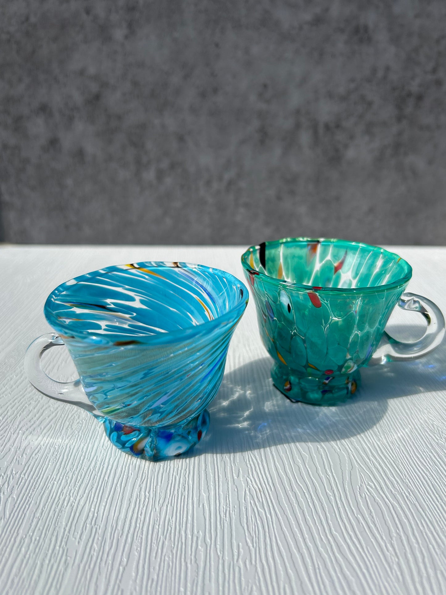 Handmade Multicolor Italian Murano Glass Espresso Cups - Set of 2 - Cafe Meggo
