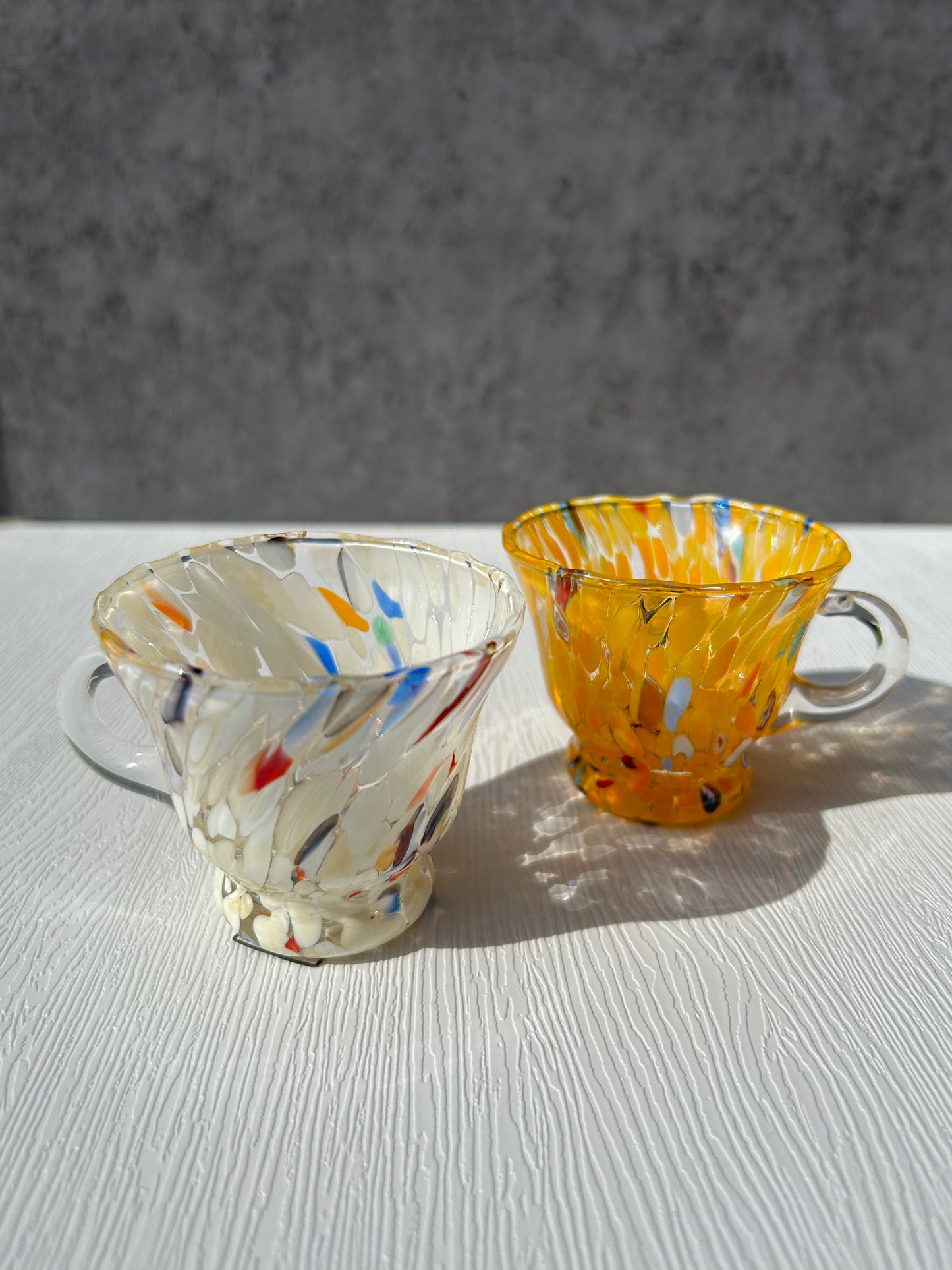 Handmade Multicolor Italian Murano Glass Espresso Cups - Set of 2 - Cafe Meggo