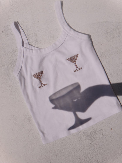 Espresso Martini Tank Top - Cafe Meggo. Ultra-soft and baby-ribbed, exclusive espresso martini decals designed by Cafe Meggo. 