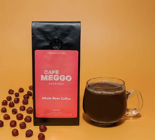 Cafe Meggo hazelnut coffee, try it now and get free shipping! Specialty grade, freshly roasted coffee with hazelnut flavor. 