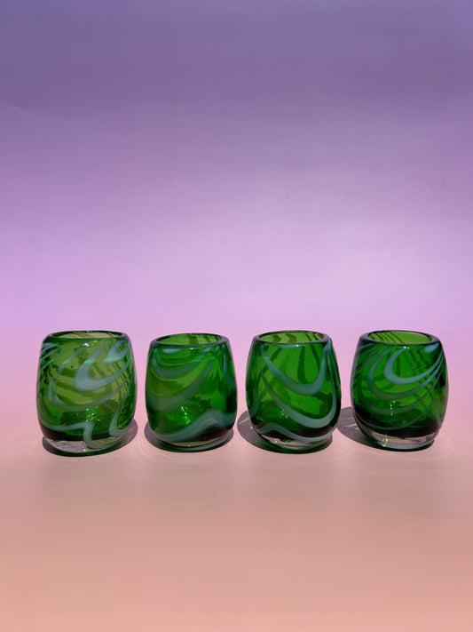 Swirly Green Shot Glasses (4) - Cafe Meggo