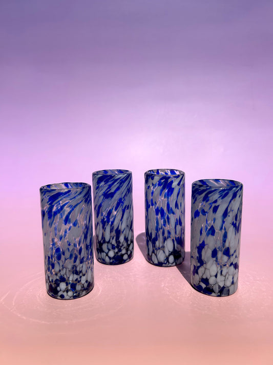 Swirly Blue Shot Glasses (4) - Cafe Meggo