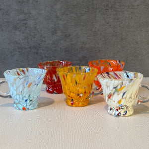 Handmade Multicolor Italian Murano Glass Espresso Cups - Set of 5 - Cafe Meggo
