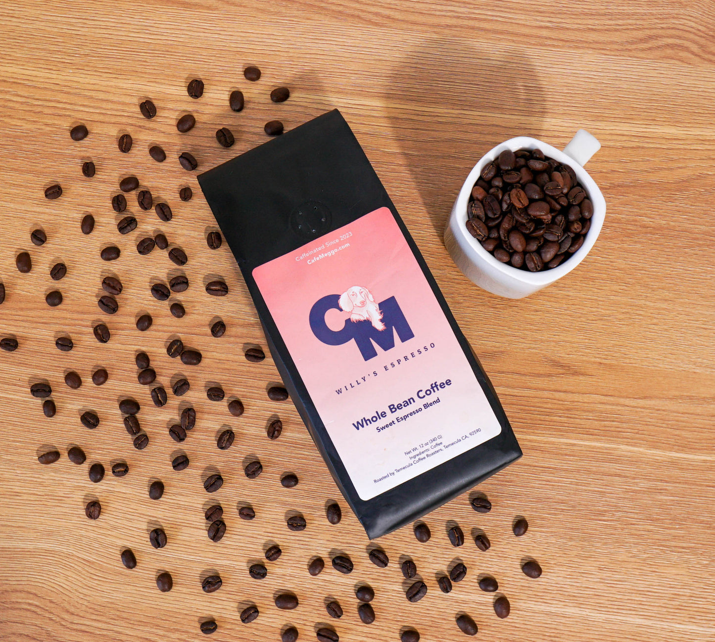 Make your home cafe coffee shop quality with specialty grade, fresh espresso beans from Cafe Meggo. Free shipping always, try Willy's Sweet Espresso now! 