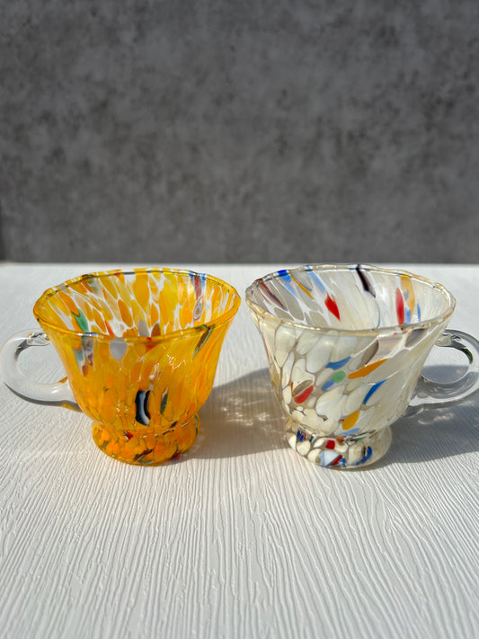 Handmade Multicolor Italian Murano Glass Espresso Cups - Set of 2 - Cafe Meggo